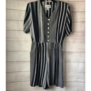 Vintage R.J. Stevens by Carol Escritor Romper Navy and Gray Stripes Size 12
